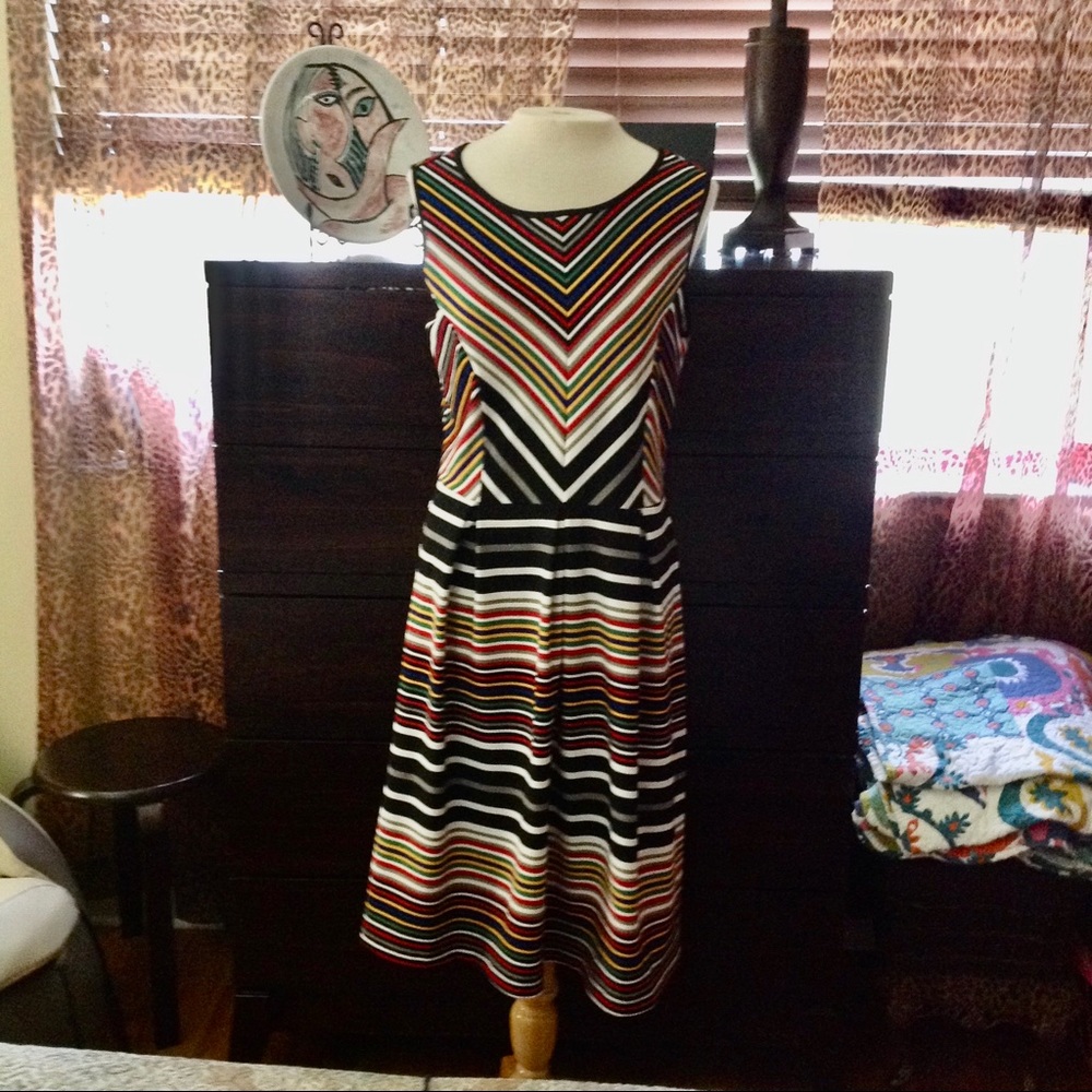 Striped  dress in primary colors